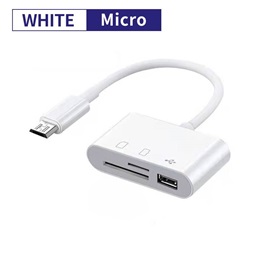 Čtečka pamětových karet 3v1 Micro USB, bílá